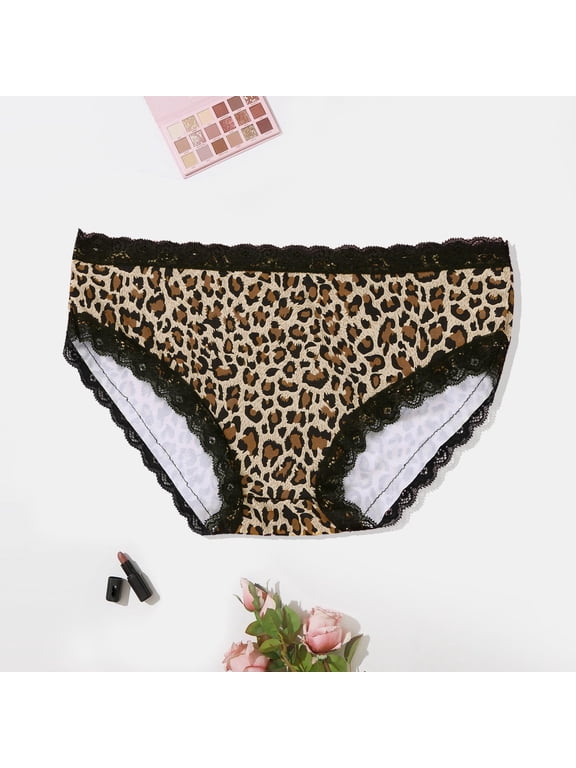 Panties for Women Tbopshirt Brief Underwear,Hipster Underwear,Leopard Print Women Translucent Underwear Sheer Lace Tank Lace Underpant,Cheeky Panties,Gifts