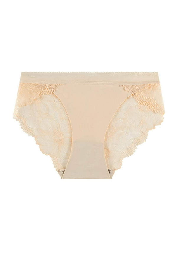 Panties for Women Tbopshirt Womens Panties Briefs,Solid Briefs Silk Traceless Ventilate Netting Underpants,Cheeky Lace Panties Underwear,Gifts for Women