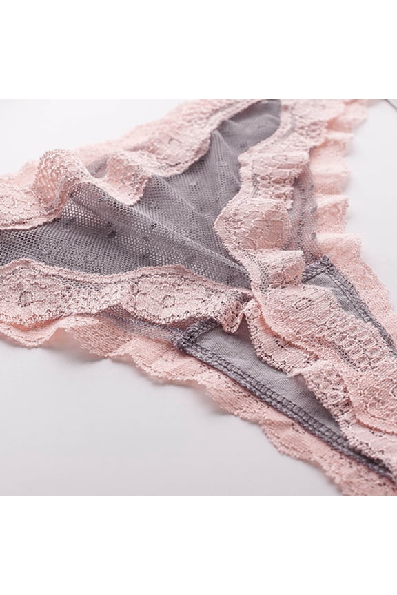 Panties for Women Tbopshirt Womens Thongs,Hipster Underwear,Fashion Embroidery Flower Transparent Gauze Wave Low Waist G-string Pants Thong,Cheeky Panties,Gift