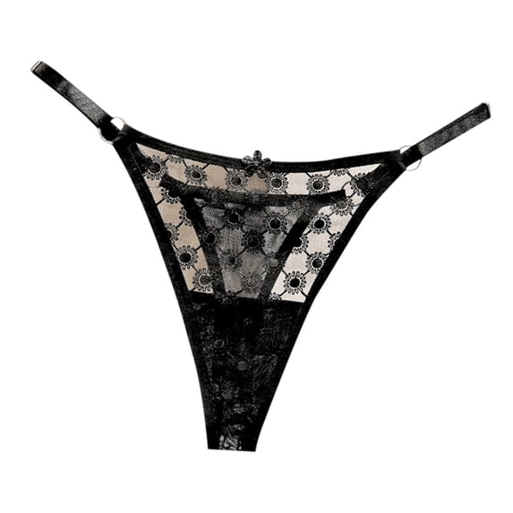 Panties for Women,Elegant Floral Lace Thong Underwear For Women Comfortable Seamless Design Soft Breathable Fabric All Day Wear,Womens Underwear,Black,One Size