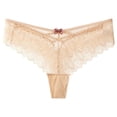 thumbnail image 1 of Xijirk Panties for Women,Mid Rise Lace Thong Underwear with Bow Design Breathable Gusset Comfortable Panties for Daily Wear,Womens Underwear,Beige,L, 1 of 2