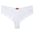 thumbnail image 1 of Xijirk Panties for Women,Mid Rise Lace Thong Underwear with Bow Design Breathable Gusset Comfortable Panties for Daily Wear,Womens Underwear,White,L, 1 of 2