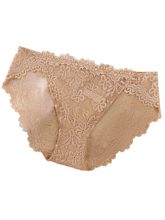 Panties for Women,European Border Lace Briefs for Women Close Fitting Comfortable Thin Cut Out Design Everyday Soft Underwear,Womens Underwear,Khaki,S