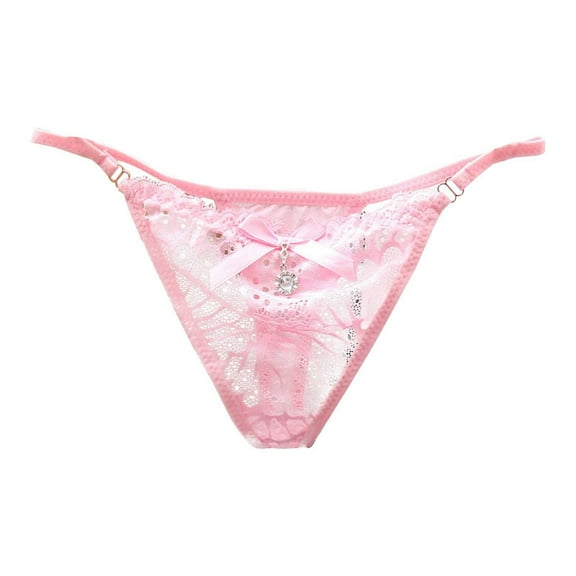 Panties for Women,Exquisite Seductive Underwear Transparent Lace Low Waist Thong Seamless Elastic Breathable T-Shaped Panties,Womens Underwear,Pink,One Size