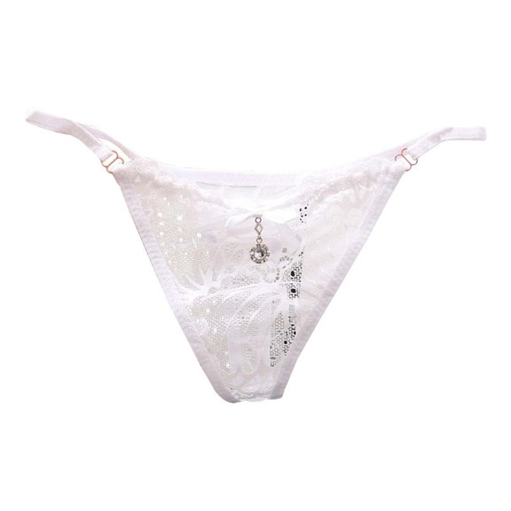 Panties for Women,Exquisite Underwear Transparent Lace Low Waisted Thong Seamless Elastic Breathable T-Shaped Panties,Womens Underwear,White,One Size