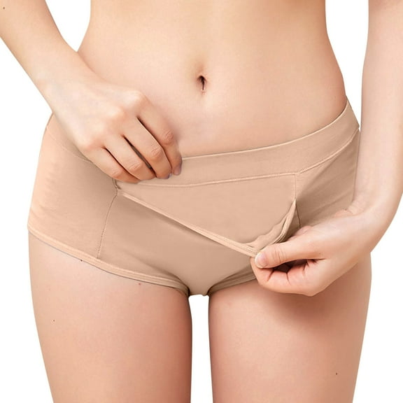 Panties for Women,High Coverage Womens Underwear Medium Rise Full Briefs Plus Size Menstrual Leakproof Sanitary Panties For Heavy Days,Womens Underwear,Beige,L