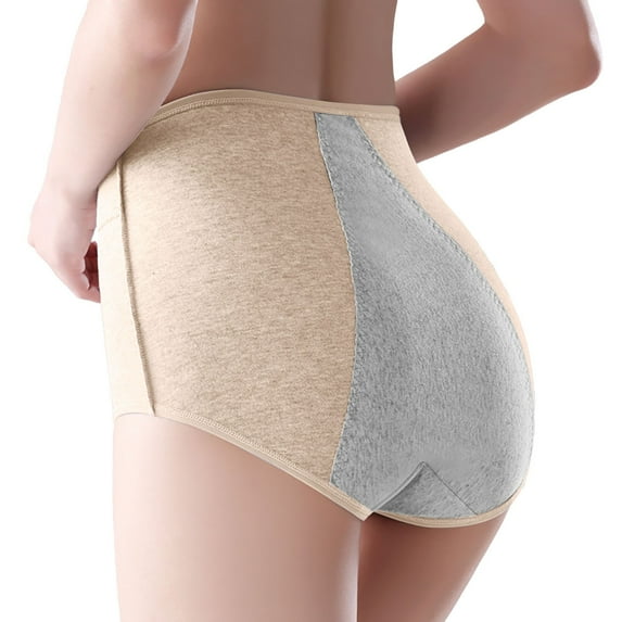 Panties for Women,High Waist Women Leak Proof Menstrual Panties Front Back Sanitary Plus Size Pure Underwear Comfortable Design,Womens Underwear,Beige,L