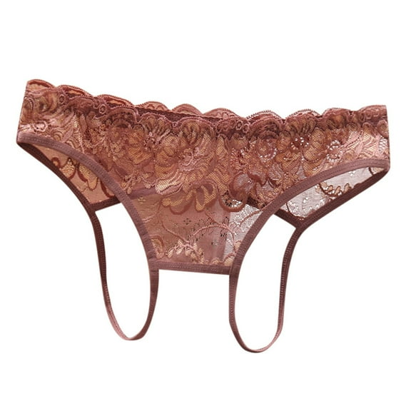 Panties for Women,Japanese Style Seductive Low Waist Lingerie Underwear Full Open Design Tempting Hollowed Out Lace Thong Panties For Women,Womens Underwear,Coffee,One Size