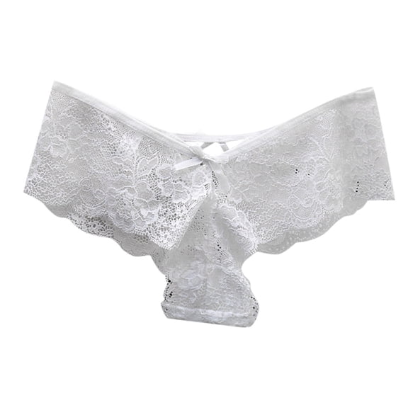 Panties for Women,Seamless Low Waist T-Shaped Thong Panties for Women with Lace Trim and Breathable Solid Color Design,Womens Underwear,White,One Size
