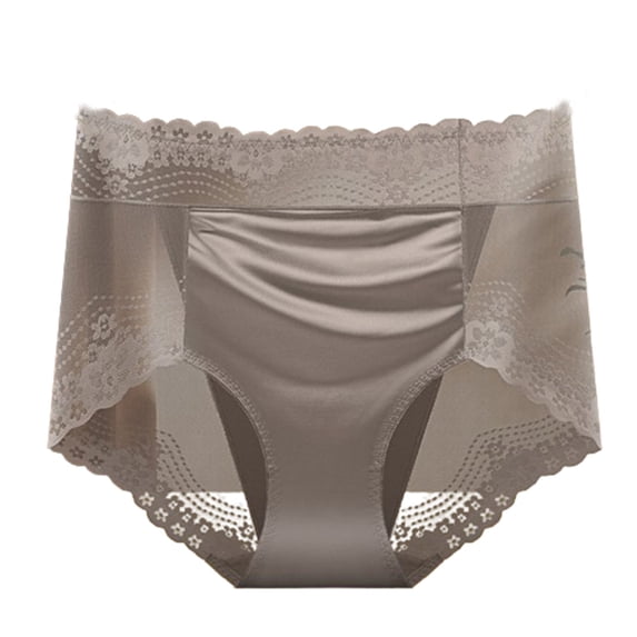 ibuvkizy Panties for Women Pants Womens Underwear,Ladies Soft Stretchy Briefs,Women's Large Size High Waist Tummy Butt Lifting Solid Color Lace Breathable Underwear Briefs