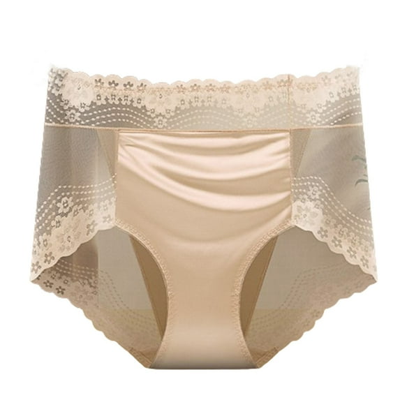 ibuvkizy Panties for Women Pants Womens Underwear,Ladies Soft Stretchy Briefs,Women's Large Size High Waist Tummy Butt Lifting Solid Color Lace Breathable Underwear Briefs