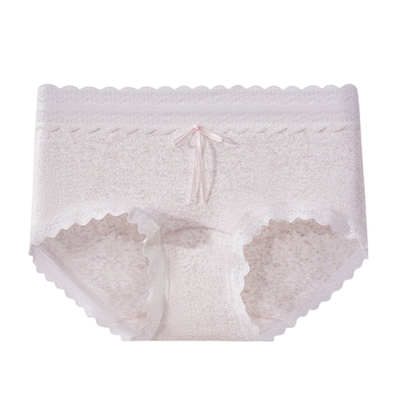 Panties Women's Cute Middle Waist Briefs Crotch Lace Edge Breathable Large Size Underpants
