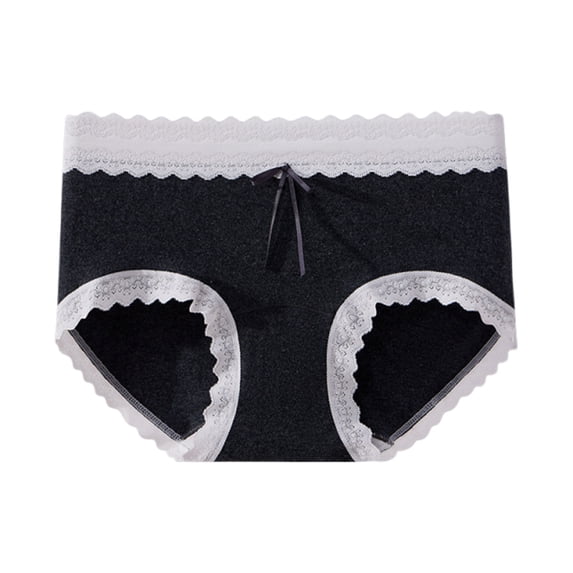 Panties Women's Cute Middle Waist Briefs Crotch Lace Edge Breathable Large Size Underpants