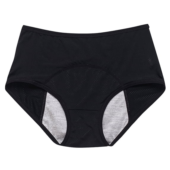 Panties for Over 60 70 with Incontinence - Leakproof Ladies Underwear Washable Black 2XL