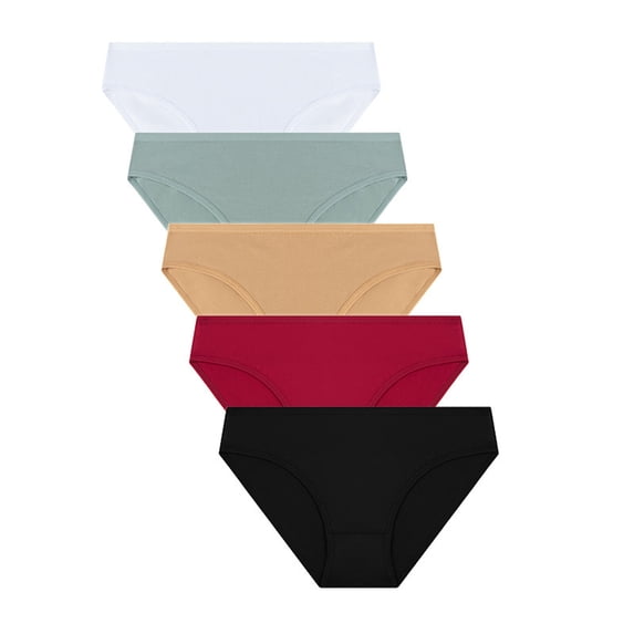 Panties for Women,5 Pack Athletic Casual Low Rise Panties Soft Breathable Comfort Underwear for Everyday Wear 5PCS,Womens Underwear,Black,L