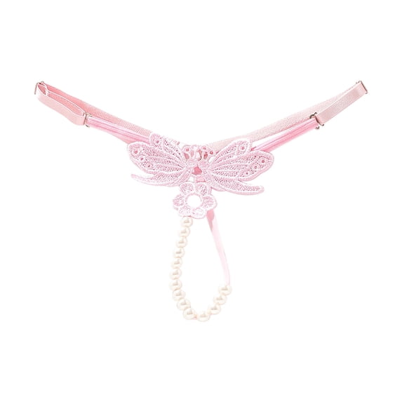 Panties for Women,Adjustable Embroidered Pearl Thong for Women Comfortable Large Size Panties,Womens Underwear,Pink,One Size