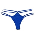 thumbnail image 1 of Panties for Women,Bikini Panties Solid Color Low Waist Triangle Design with Thin Straps and Hollow Out Details,Womens Underwear,Blue,L, 1 of 2
