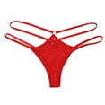 thumbnail image 1 of Panties for Women,Bikini Panties Solid Color Low Waist Triangle Design with Thin Straps and Hollow Out Details,Womens Underwear,Red,M, 1 of 2