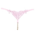 thumbnail image 1 of Panties for Women,Elegant Lace Mesh Embroidery Sheer Hollow Thin High Elastic Pearl Seamless Thong Underwear,Womens Underwear,Pink,One Size, 1 of 3