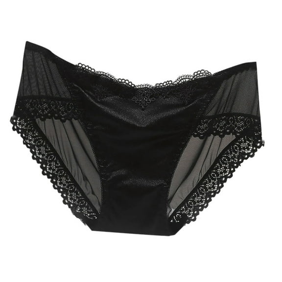 Panties for Women,Elegant Transparent Lace Seamless Underwear For Women Soft Comfortable Triangle Panties Design,Womens Underwear,Black,M