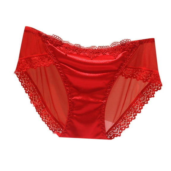 Panties for Women,Elegant Transparent Lace Seamless Underwear For Women Soft Comfortable Triangle Panties Design,Womens Underwear,Red,M