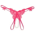 thumbnail image 1 of Panties for Women,Embroidered Hollow Low Waist Underwear Open Cut Thong with Pearl Massage Detail,Womens Underwear,Hot Pink,One Size, 1 of 3