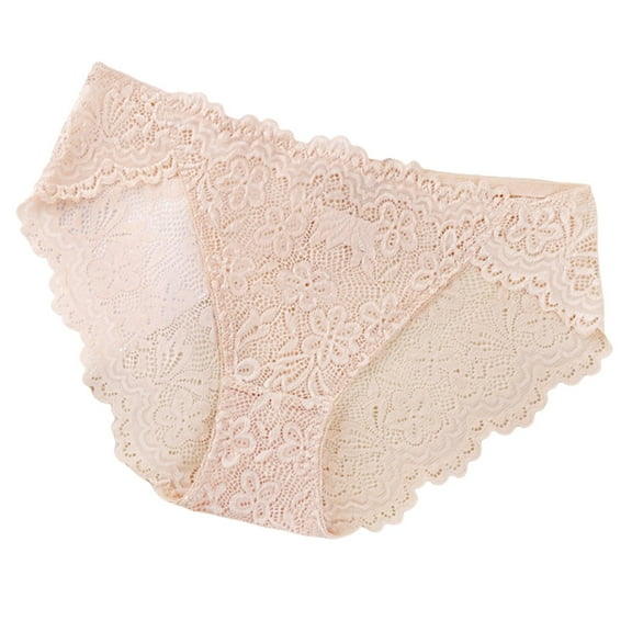 Panties for Women,European Border Lace Briefs for Women Close Fitting Comfortable Thin Cut Out Design Everyday Underwear,Womens Underwear,Beige,M