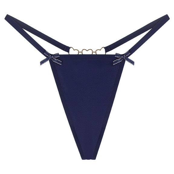 Panties for Women,European Style Low Waisted Thong Underwear with Chain Bow Tie Detail Seamless Comfort for Women,Womens Underwear,Blue,M
