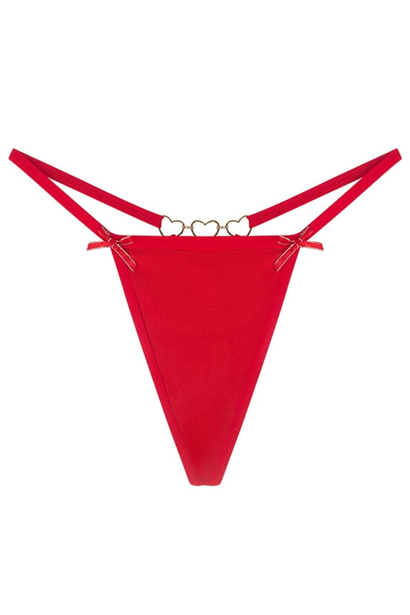 Panties for Women,European Style Low Waisted Thong Underwear with Chain Bow Tie Detail Seamless Comfort for Women,Womens Underwear,Red,S