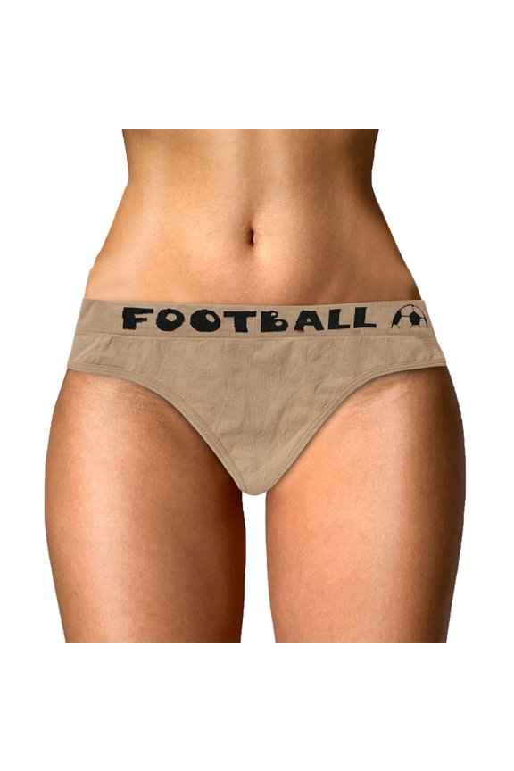 Panties for Women,European and Fashion Letter Print Seamless Thong Mid Waist Sports Panties for Women,Womens Underwear,Khaki,One Size