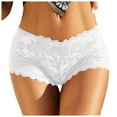thumbnail image 1 of Panties for Women,Floral Lace Boyshort Panties for Women Low Rise Comfortable Underwear Female Lingerie,Womens Underwear,White,M, 1 of 6