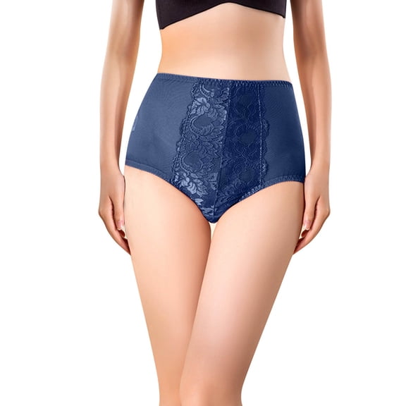 Panties for Women,Floral Lace High Rise Briefs Lingerie Underwear Comfortable Stretch Panties,Womens Underwear,Navy,M