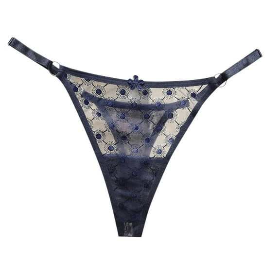Panties for Women,Floral Patterned Thong Underwear For Women Comfortable Breathable Design,Womens Underwear,Blue,One Size