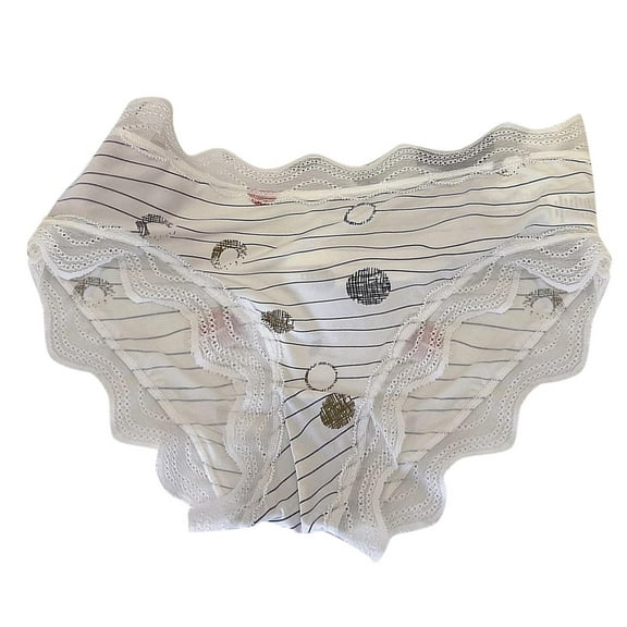 Panties for Women,Fruit Print Ice Silk Panties Breathable Soft Comfortable Briefs for Daily Wear,Womens Underwear,White,L