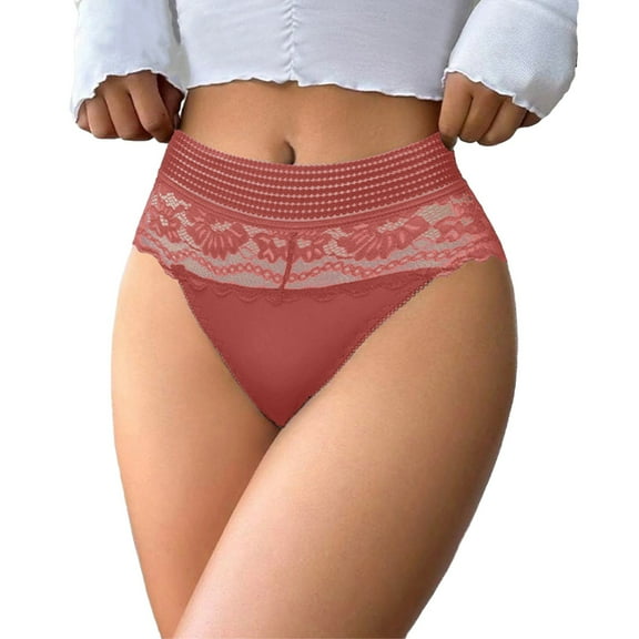 Panties for Women,High Waist Lace Briefs Crotch Underwear Elegant Comfortable Everyday Wear,Womens Underwear,Pink,XL