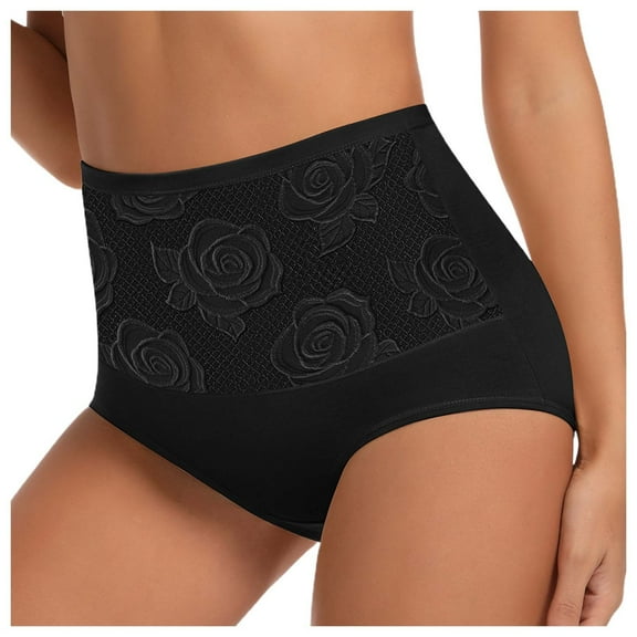 Panties for Women,High Waist Lifting Breathable Printed Briefs Comfortable Everyday Underwear with Full Coverage Design,Womens Underwear,Black,XL