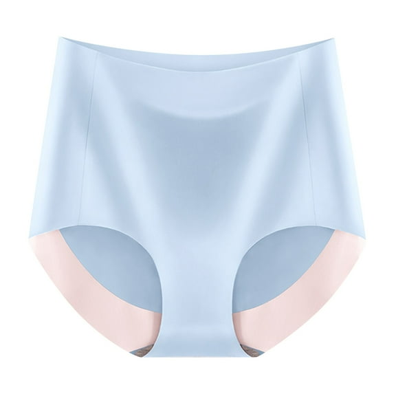 Panties for Women,High Waist Seamless Panties Breathable Ice Silk Microfiber Fabric for Comfort and Wear,Womens Underwear,Light Blue,M