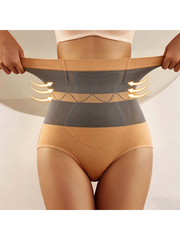 Panties for Women High Waist Tummy Control Butt Lifter Triangle Panties Thickened Soft Shaping Womens Underwear Beige M/L