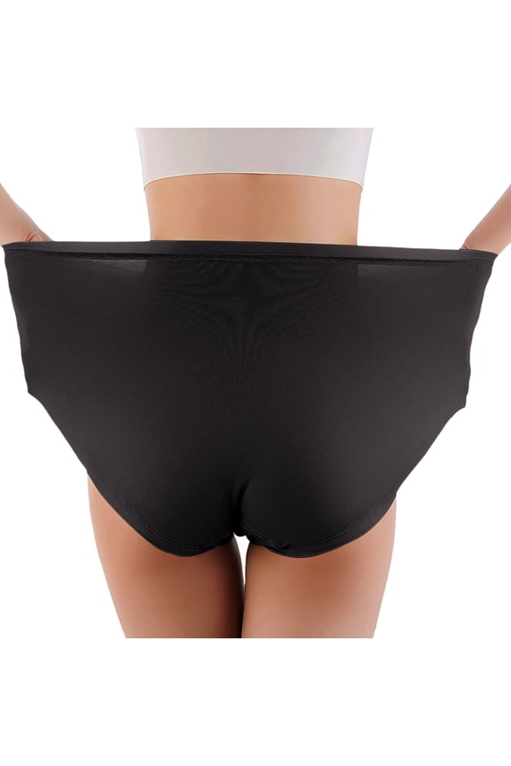 Panties for Women,Plus Size High Waisted Underwear Full Coverage Briefs Soft Comfortable Postpartum Panties for Daily Wear,Womens Underwear,Black,2XL
