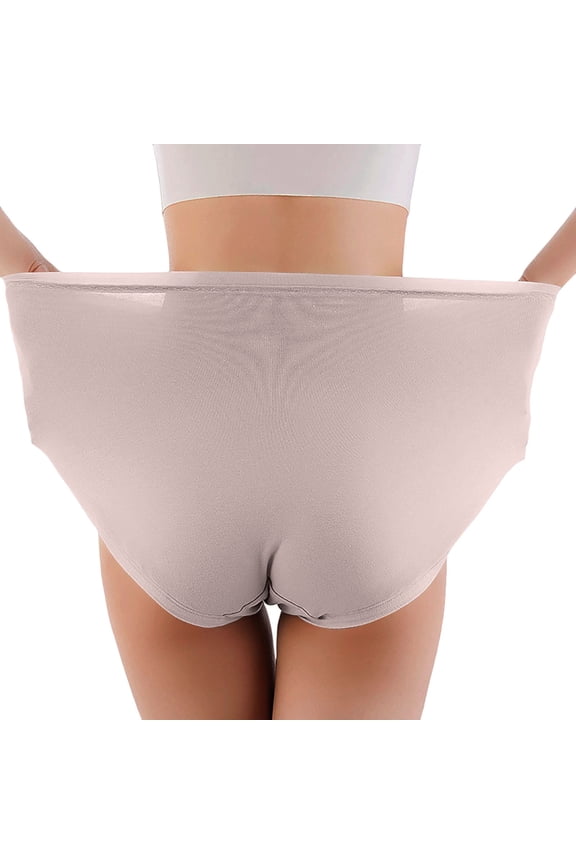 Panties for Women,Plus Size High Waisted Underwear Full Coverage Briefs Soft Comfortable Postpartum Panties for Daily Wear,Womens Underwear,Light Gray,XL