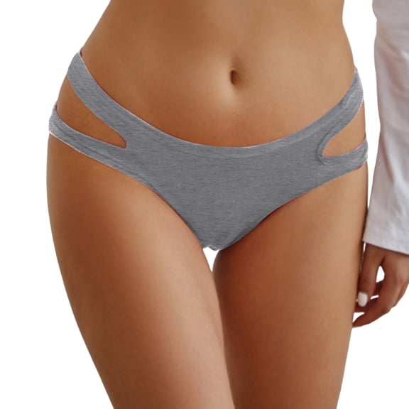 Panties for Women,Hollow Back Lace Trimmed Solid Color Panties Everyday Comfortable Underwear,Womens Underwear,Grey,L