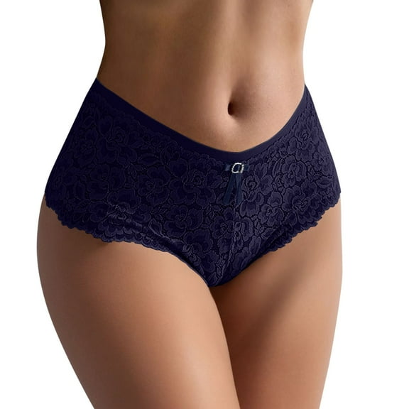 Panties for Women,Lace Hipster Panties Stretch Soft Comfortable Everyday Ladies Briefs Underwear,Womens Underwear,Navy,One Size