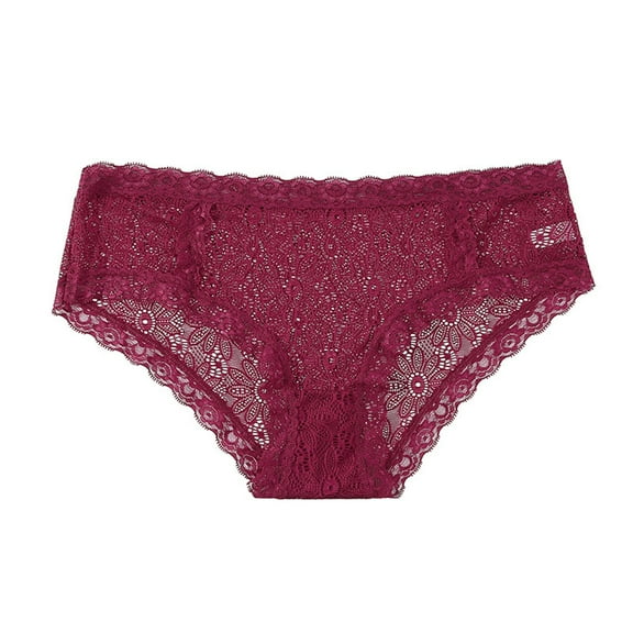 Panties for Women,Lace Panties Stretch Soft Comfortable Everyday Wear Breathable Hipster Underwear Briefs For Ladies,Womens Underwear,Red,2XL