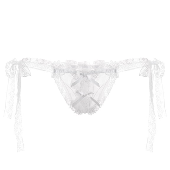 Panties for Women,Lace Thong Panties with Tied Design Comfortable Underwear for Ladies,Womens Underwear,White,One Size