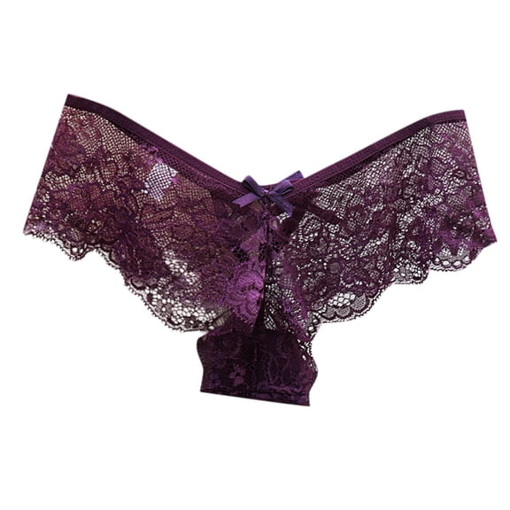 Panties for Women,Lace Transparent Low Waist Seamless Thong Breathable T-Shaped Panty For Women Everyday Wear,Womens Underwear,Purple,One Size