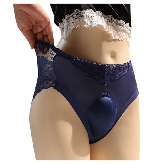 Panties for Women,Lace Triangle Panties with 3D Sponge Cup Cushion Support for Comfort and Fit,Womens Underwear,Black,L