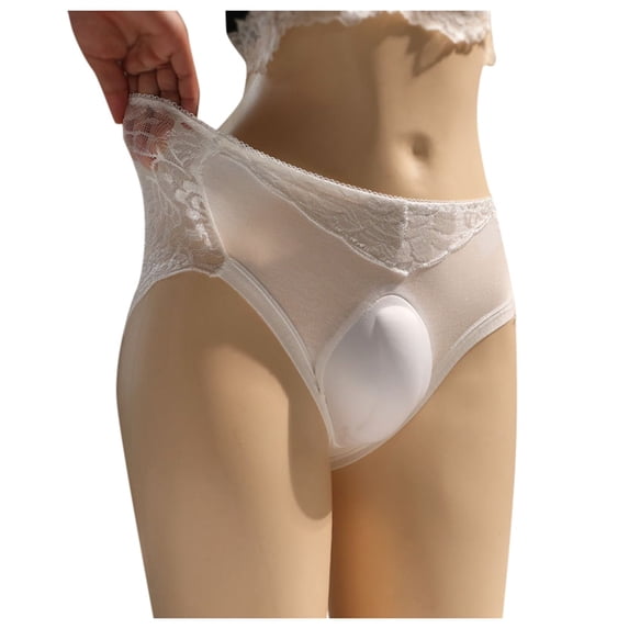 Panties for Women,Lace Triangle Panties with 3D Sponge Cup Cushion Support for Comfort and Fit,Womens Underwear,White,XL
