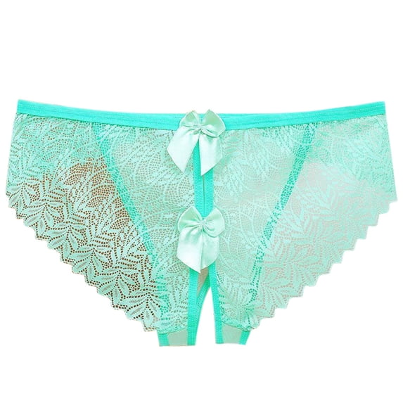 Panties for Women,Lace Underwear Hollow Out Shorts with Alluring Bow Design Pure Desire Scheming,Womens Underwear,Light Green,XL