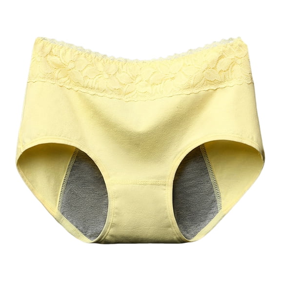 Panties for Women,Leakproof Menstrual Underwear Bi-Style Panties with Four Protective for Teen Girls,Womens Underwear,Light Yellow,XL