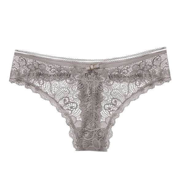 Panties for Women,Lightweight Lace Underwear Transparent Sheer Hollow Out Low Rise Seamless Briefs,Womens Underwear,Grey,S